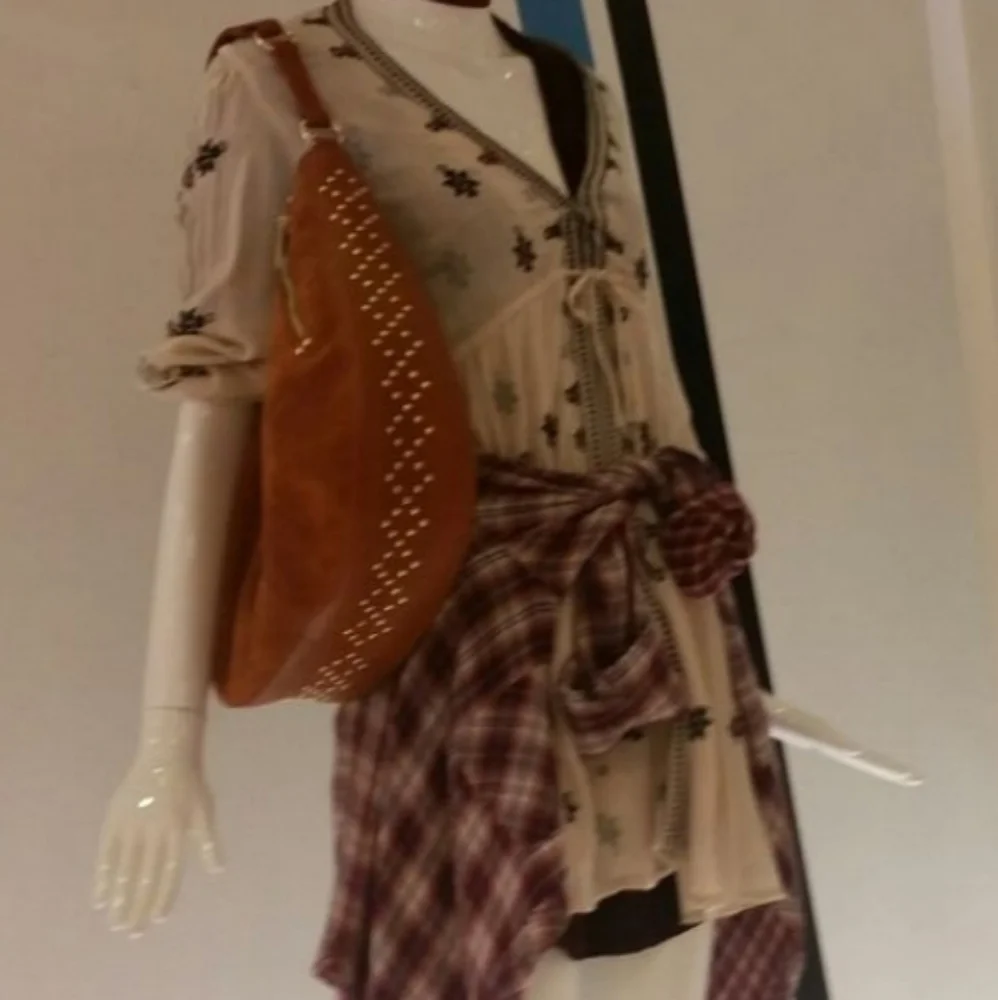 New Inc International Delaney studded hobo suede bag